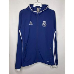 Adidas Real Madrid Football hooded blue jacket full zip windbreaker soccer XL